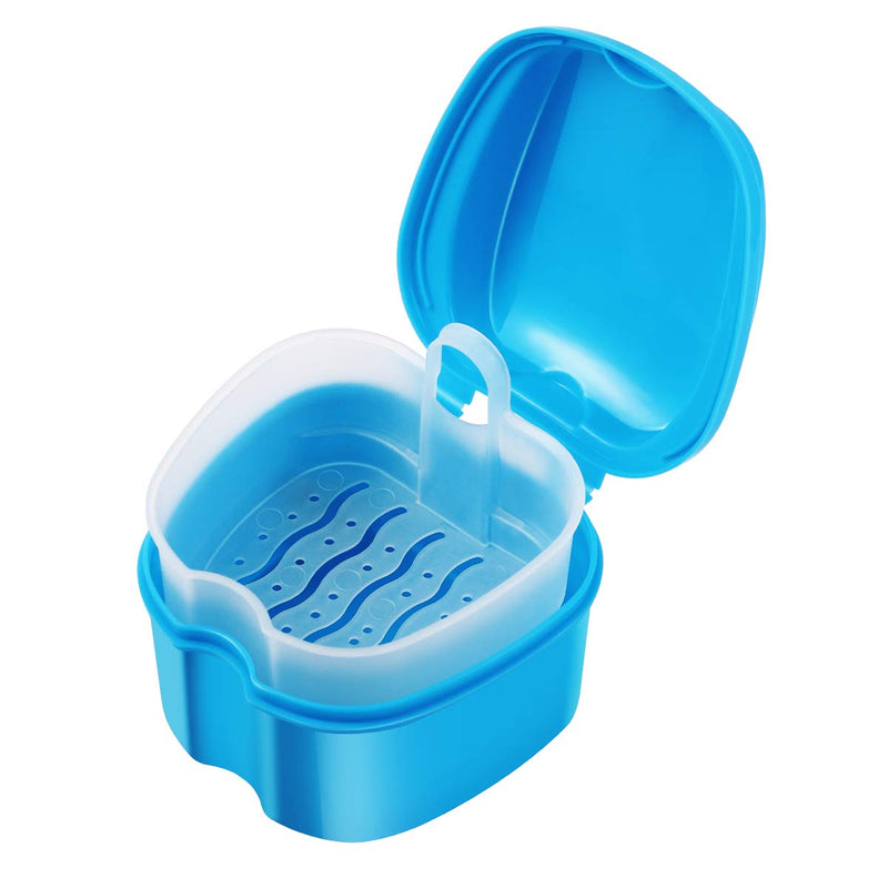 [Australia] - SUPVOX Denture Case Orthodontic Dental Retainer Box False Teeth Storage Container (Light Blue) 