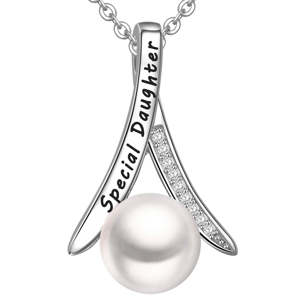 [Australia] - LOVORDS Women 925 Sterling Silver Freshwater Pearl 9mm Pendant Necklace Engraved Gift for Daughter 