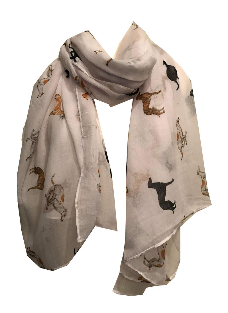 [Australia] - Pamper Yourself Now Ladies Scarf with Different Coloured Greyhound, Fantastic Womens Greyhound Gift. White 