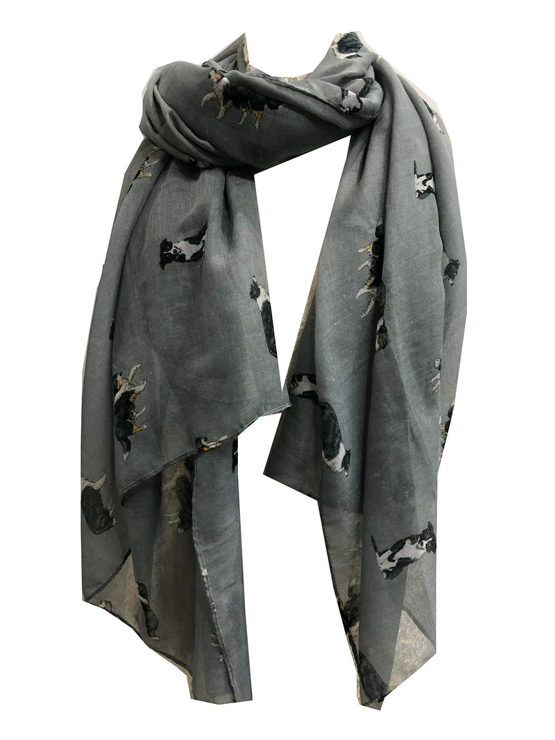 [Australia] - Pamper Yourself Now Border Collie Dog Long Scarf.(Design 2) Grey 
