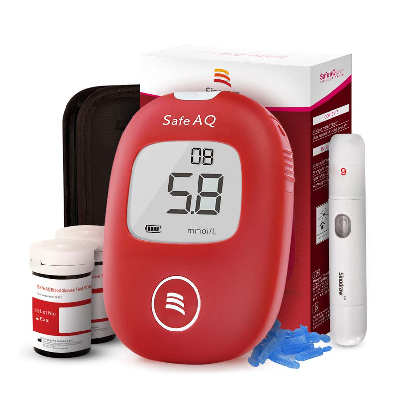 [Australia] - sinocare Diabetes Testing Kit, Blood Sugar Tester, Blood Glucose Monitor Safe AQ Smart with Test Strips x 50 & Lancets x 50 & Case for UK Diabetics -in mmol/L, Voice Only Test Kit - Smart 