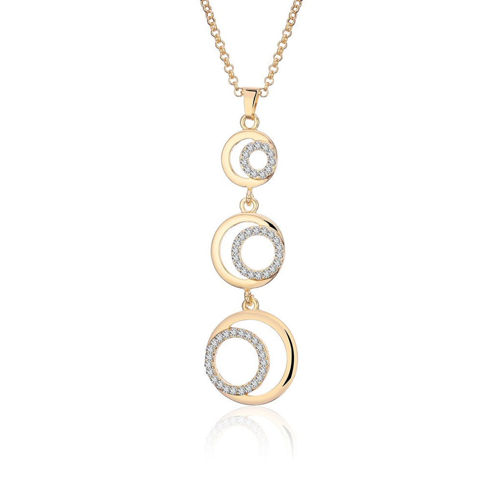 [Australia] - Fashion Women's Necklace Rings Chain with CZ Crystal Pendant Necklace Long Gold and Silver Plated Necklace for Girls (Multi Color) Gold Plated 
