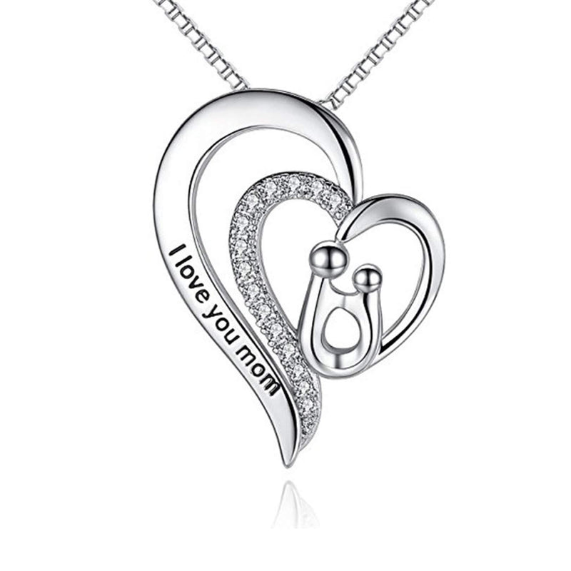 [Australia] - LYTOPTOP S925 Sterling Silver Heart Pendant Necklace with I Love You Mom for Mum Thanksgiving' Day Gift 