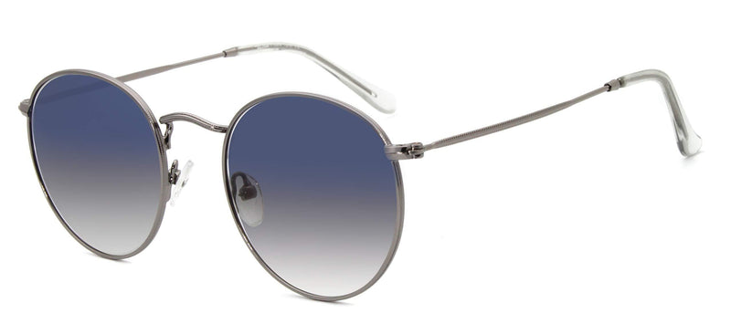 [Australia] - Vintage Round Sunglasses Man Polarized UV400 Protection Circle Frame Retro Sunglasses Women Men Glass Lens Eyewear Light Gun Frame + Glass Lens Gradient Sky Blue 