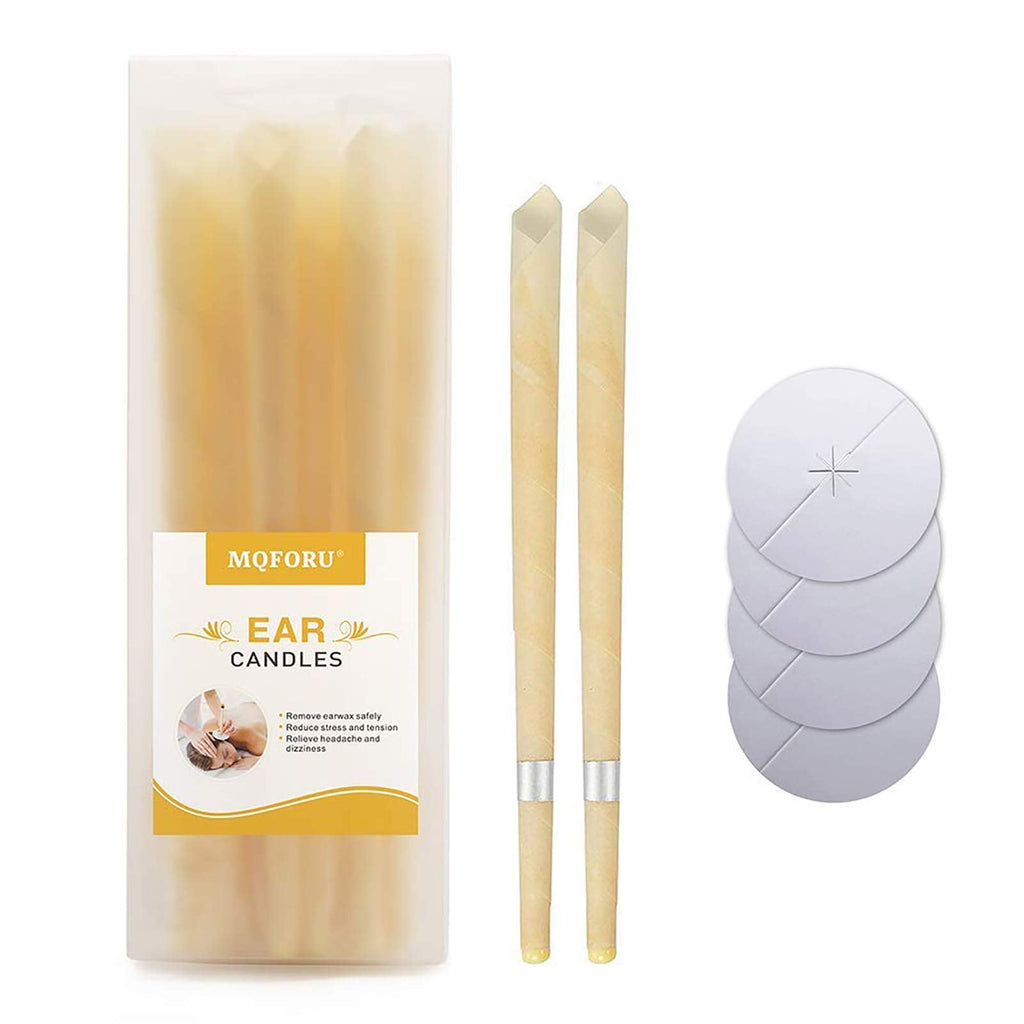 [Australia] - MQFORU Ear Wax Removal Candle Natural Beeswax Ear Candles 10 Ear Wax Remover with Protectors Disks Cream Color 