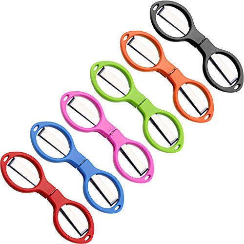 [Australia] - Tatuo 6 Pieces Stainless Steel Scissors Anti-Rust Folding Scissors Glasses-Shaped Mini Shear for Home and Travel Use (5 Colors) 