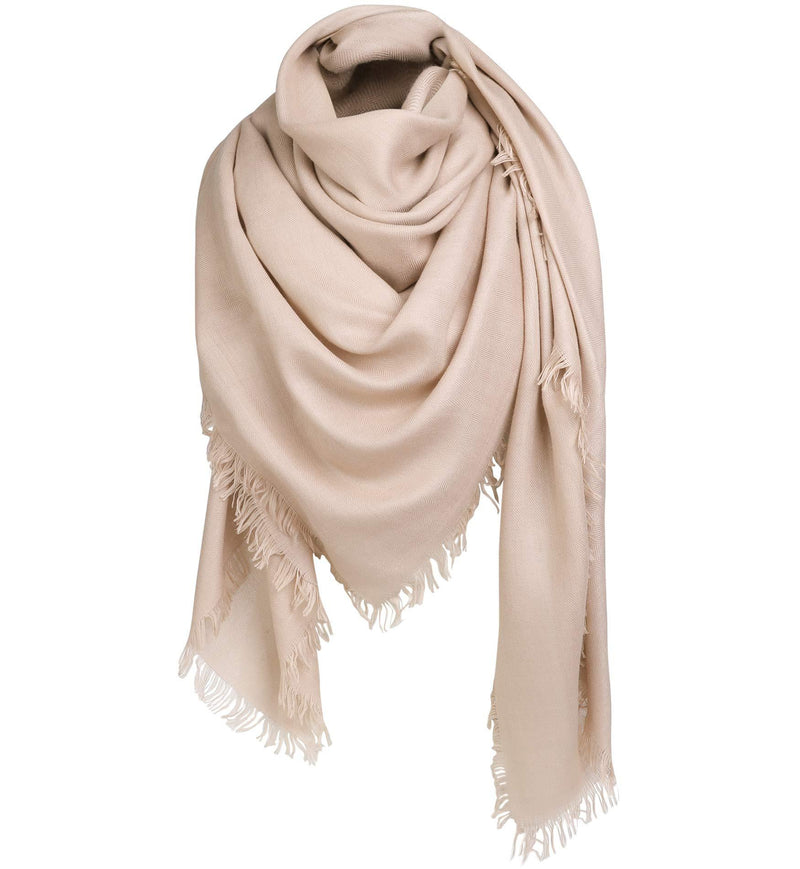 [Australia] - Superora Women Scarf Large Size 140 * 140cm Evening Stoles Square Blanket Solid Colour Wrap Shawl Chic Stole Muffler Warm Solid Colour for Daily Wedding Evening with Fringed Edges 55*55in 140*140cm Beige 