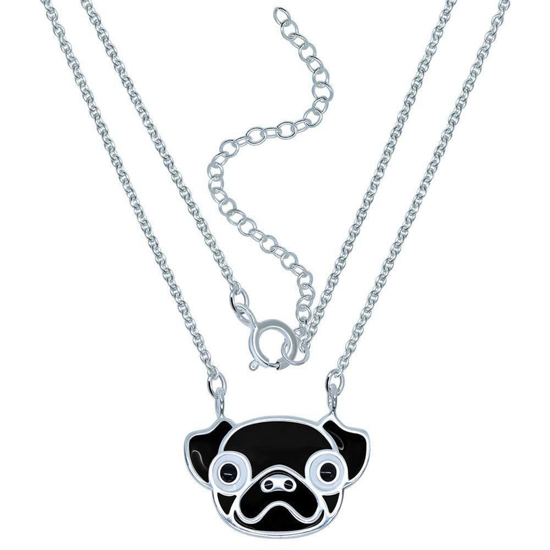 [Australia] - Katy Craig, Sterling Silver Pug Necklace, Black, Dog Lovers 