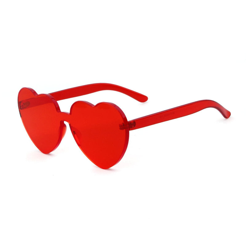 [Australia] - Rimless Sunglasses Love Heart Glasses Transparent One Piece Eyewear Red 