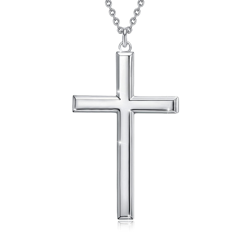 [Australia] - GOXO Men's 925 Sterling Silver Classic Cross Pendant Necklace for Men Women 18" or 24" Cross Pendant+22"+2" Extend Chain 