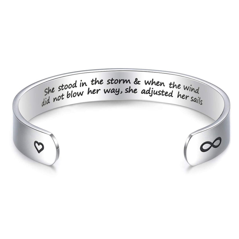 [Australia] - LParkin Inspirational Gift She Stood in The Storm When The Wind Did Not Blow Her Way She Adjusted Her Sails Encouragement Gift … Cuff Bracelet 