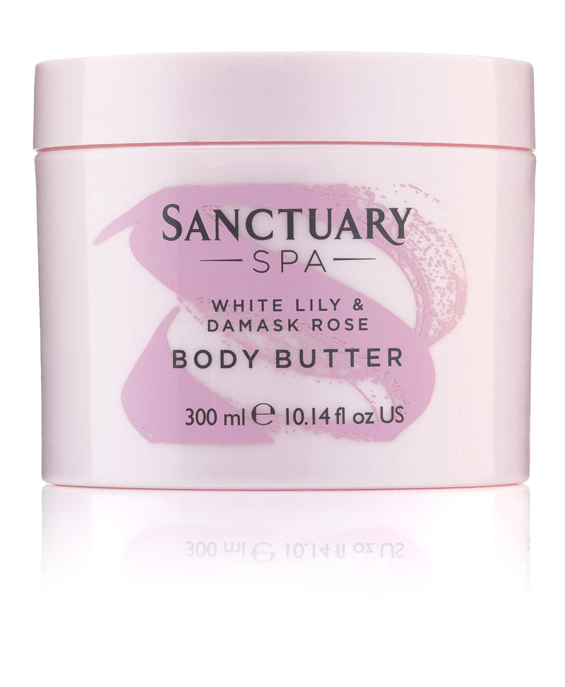 [Australia] - Sanctuary Spa Body Butter, White Lily & Damask Rose Body Moisturiser with Shea Butter, Vegan and Cruelty Free 300 ml Old Version 