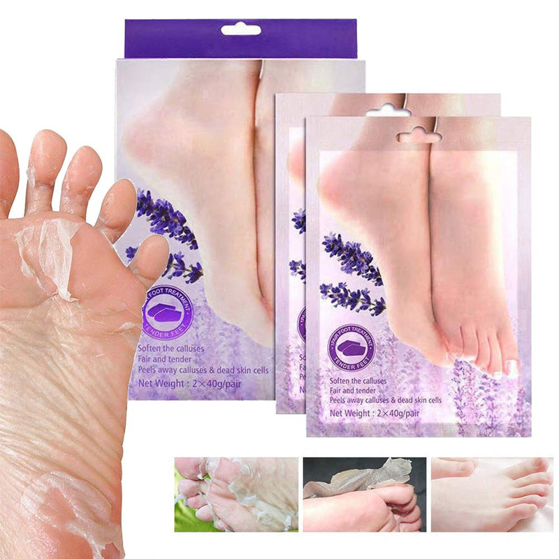 [Australia] - BOMPOW Foot Peel Mask, Exfoliating Socks Foot Mask, Peel Off Dry Dead Cracked Hard Skin in 3-7 Days, Lavender Scented Exfoliating Foot Socks, 2 Pairs Lavender Scent 