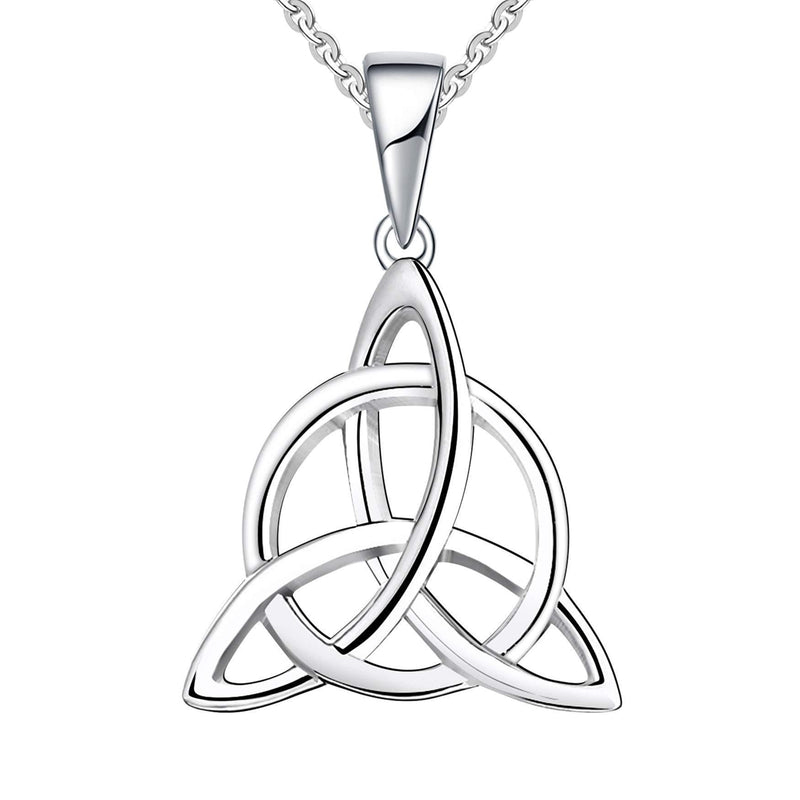 [Australia] - JO WISDOM Women Necklace,925 Sterling Silver Irish Triquetra Celtic Knot Pendant Necklace White Gold Color 