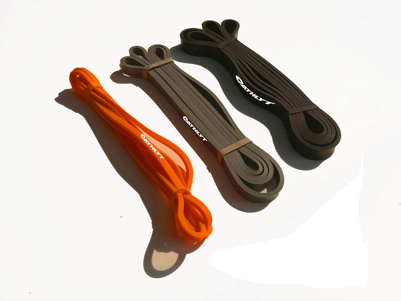 [Australia] - Athlyt Resistance Bands [Set of 3], Skin-Friendly Exercise Bands with Non-Slip Design, 3 Resistance Levels, Grey, Black, Orange 