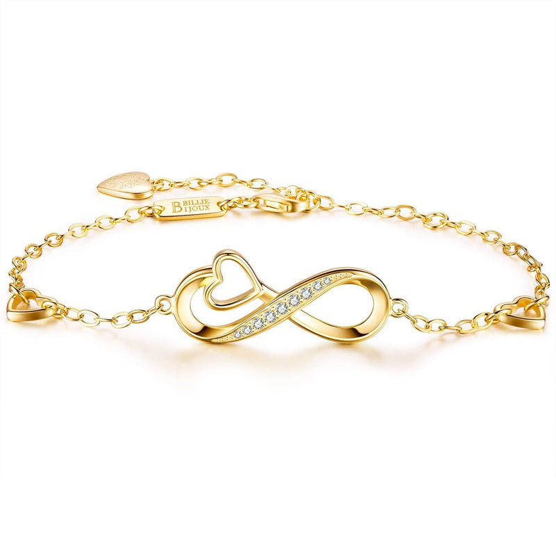 [Australia] - Billie Bijoux Womens 925 sterling Silver Infinity Endless Love Symbol Charm Adjustable Women's Bracelet for Mother's Day J 