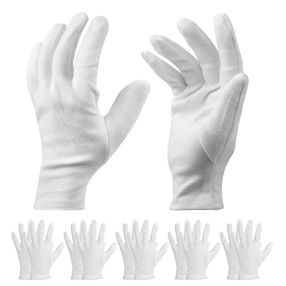 [Australia] - White Cotton Gloves Large for Overnight Moisturising Dry Hand Eczema Women and Men Bedtime Sleep Gloves 10 Pairs L (Pack of 20) 