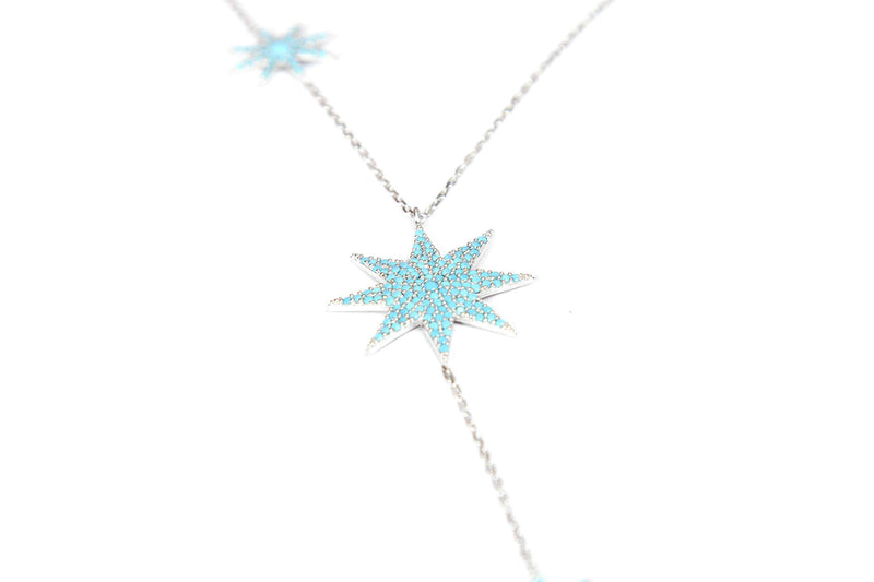 [Australia] - ESILVER Lariat Starburst Y-Necklace, 925 Sterling Silver, Cubic Zirconia | 16'' / 41cm Chain 