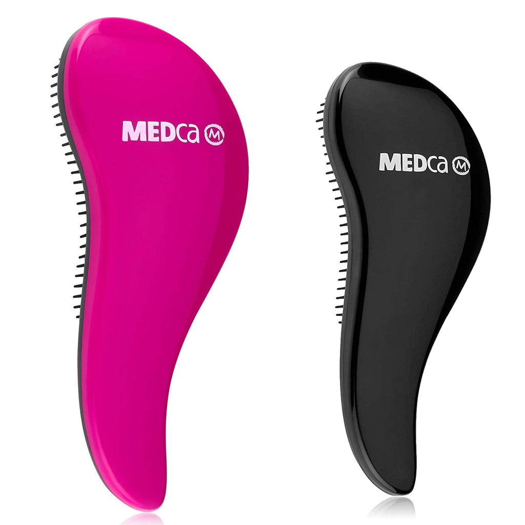 [Australia] - Detangling Brush - Detangler Brushes Set, Pain-Free Hair Brush Straightener that Removes Tangles and Knots Straightening Hair Shiny and Undamaged - (1 Black & 1 Pink Hair Brush) 