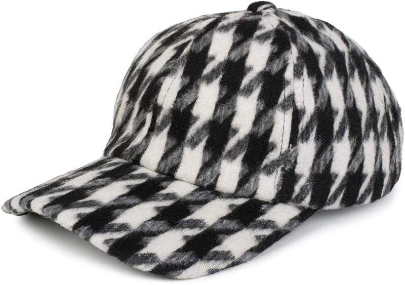 [Australia] - styleBREAKER 6-Panel Cap with Houndstooth Pattern, Baseball Cap, Adjustable, Unisex 04023059 Black-White 