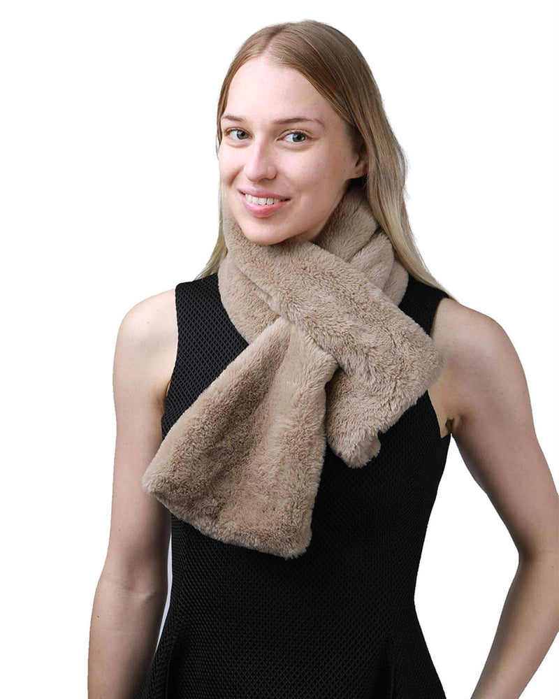 [Australia] - Woman Soft Winter Double Sided Fluffy Faux Fur Warmer Scarf Style in Two Ways Brown 