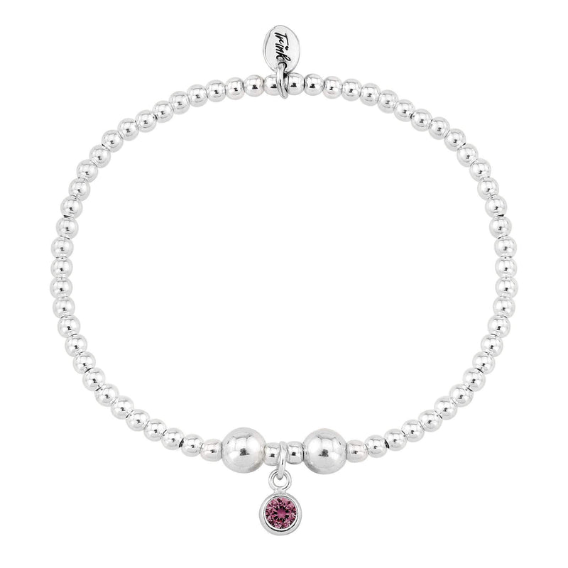 [Australia] - Trink Brand Sterling Silver Beaded Birthstone Bracelet for July Ruby CZ 