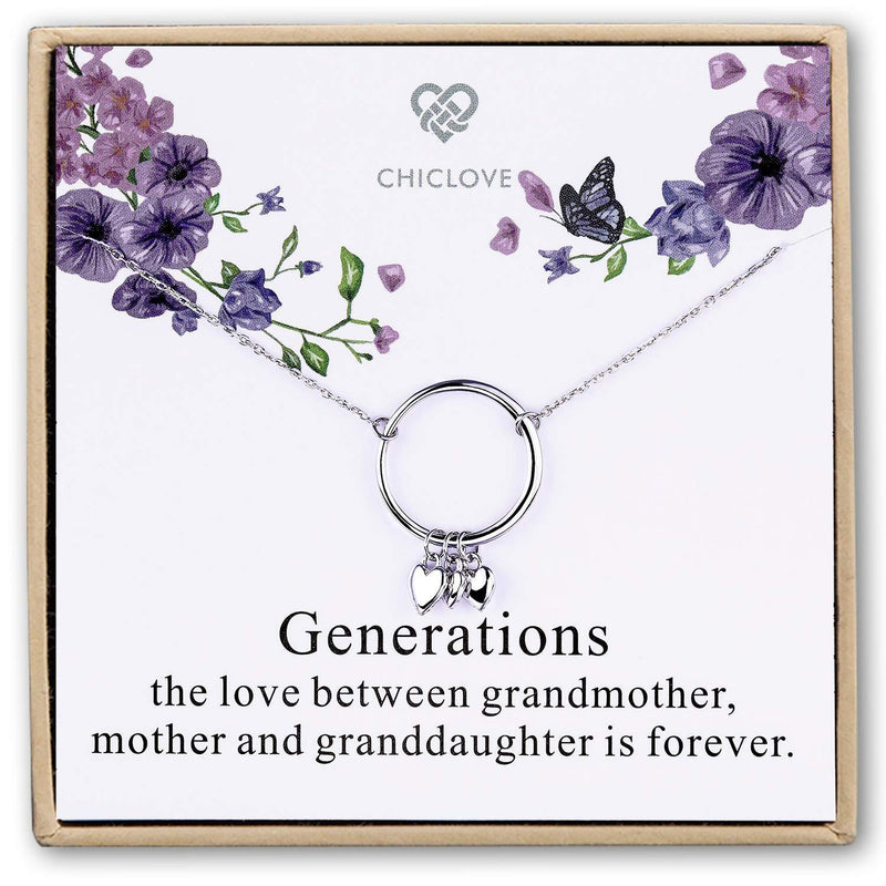 [Australia] - CHICLOVE Generation Necklace - Grandmother Mother Daughter Necklaces - Family Necklace - Grandma Gift - Mother Daughter Necklace - mom Daughter Jewelry 