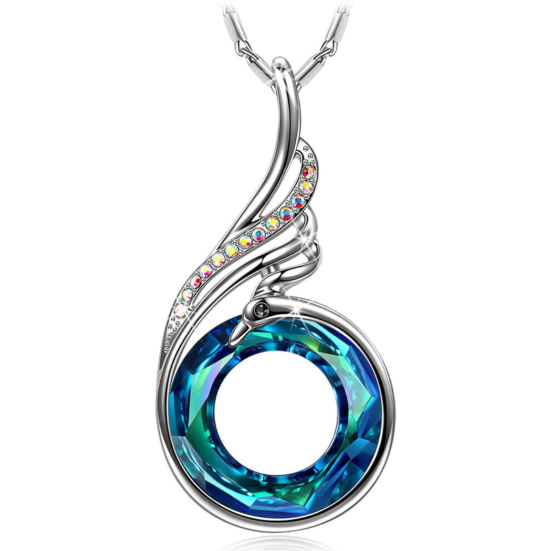 [Australia] - Kate Lynn Necklaces for Women, Phoenix Series Necklace Pendant symbolizes Luck and Eternity, Jewelry Gifts for Women/Her/Girls/Wife/Mom/Girlfriend, Jewelry Box Included for Gifts Crystal Bermuda Blue 