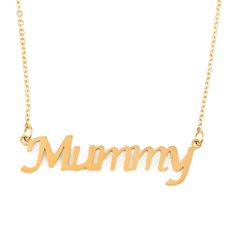 [Australia] - Kigu Mummy Personalised Name - 18ct Gold Plated Necklace - Adjustable Chain 16" - 19" - Inc Packaging 