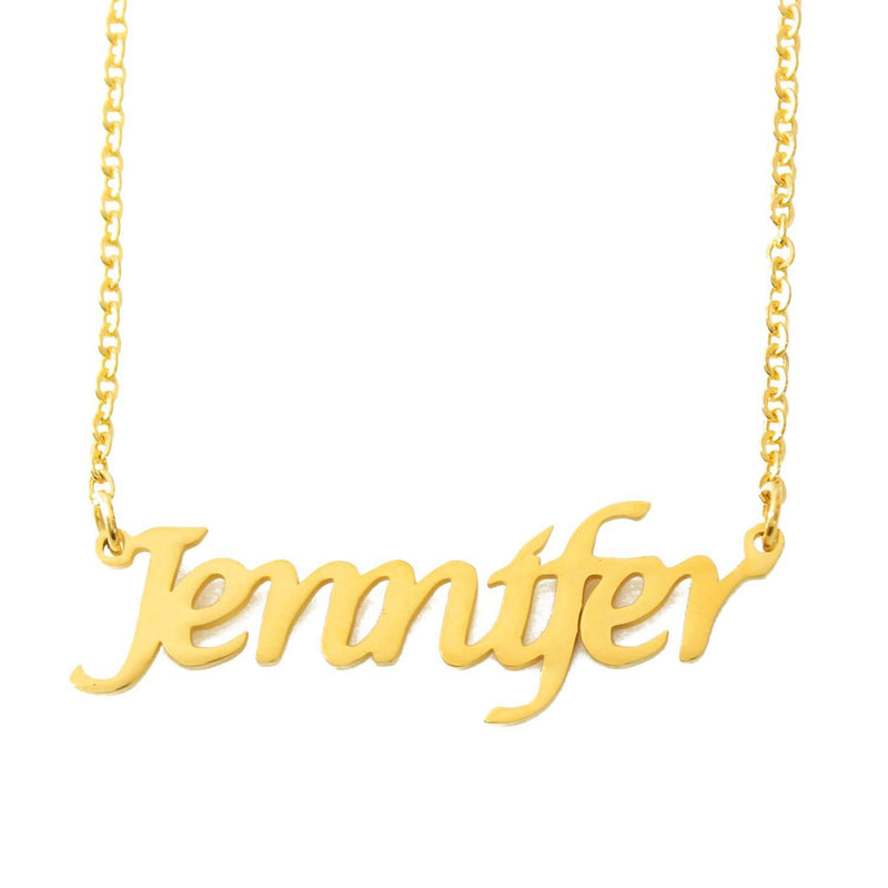 [Australia] - Kigu Name Necklace Jennifer - 18ct Gold Plated-Personalised Name Necklace-customised Jewellery for Women-Name Pendant Jennifer - Adjustable Chain 16" - 19" - 
