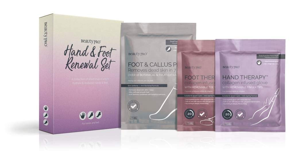 [Australia] - HAND & FOOT RENEWAL Mask Set By BeautyPro, Foot & Callus Peel Pedicure Kit for Soft Baby Feet, Foot Peel Mask, Foot Peel Booties Socks | Callus Remover for Feet | Foot Soak | Baby Foot Peel 