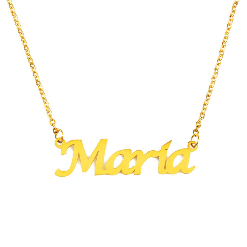 [Australia] - Kigu Maria Personalised Name Necklace - 18ct Gold Plated Necklace - Adjustable Chain 16" - 19" - Incl Gift Packaging 
