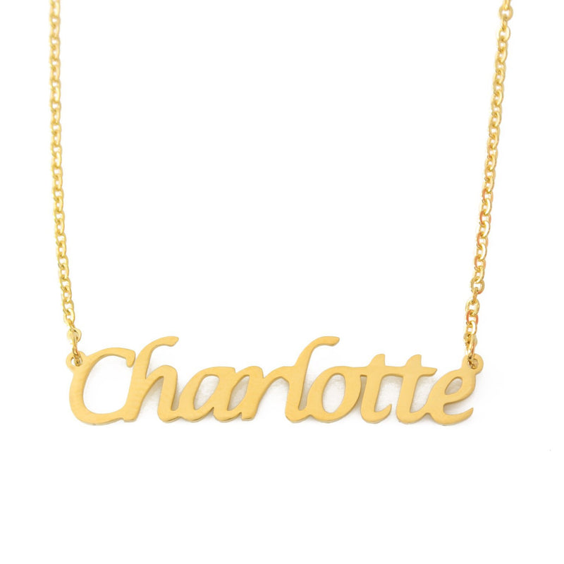 [Australia] - Charlotte Personalized Name Necklace - 18ct Gold, Rose & Silver Tone Necklace - Adjustable Chain 16" - 19" - Box & Bag Packaging Yellow Gold 
