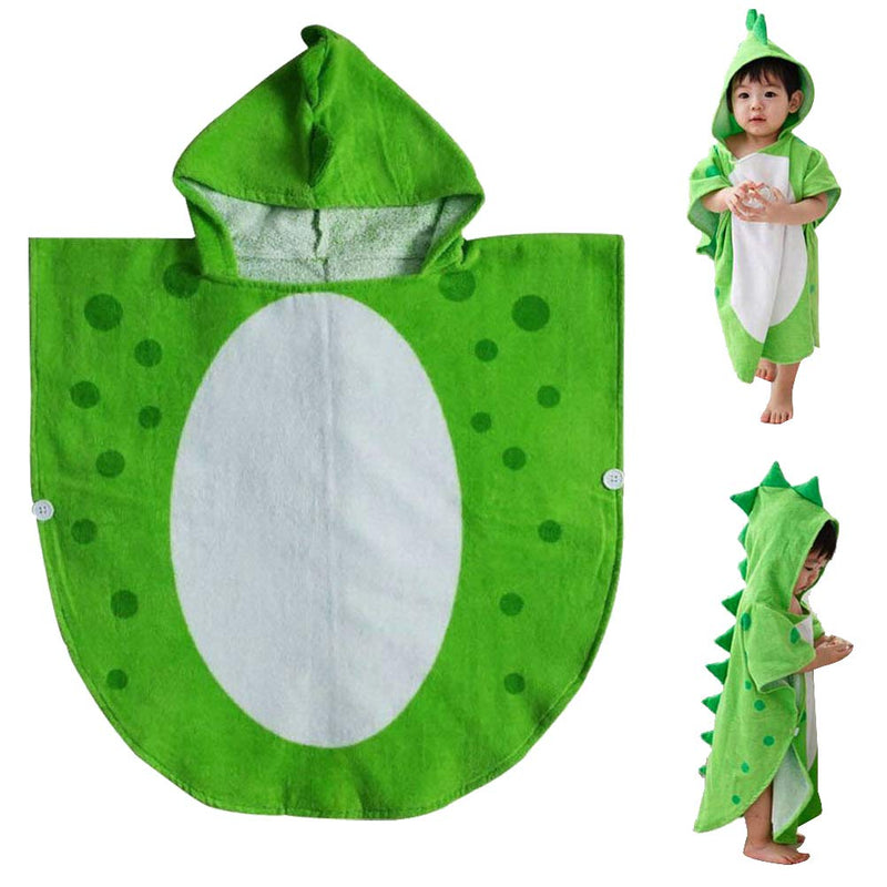 [Australia] - nuosen Hooded Baby Towels, Cotton Dinosaur Pattern Cute Bath Towel Kids Robe Beach Swimming Hooded Poncho for Babies Boys Girls(Green) 