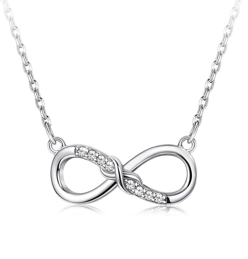 [Australia] - Sllaiss Infinity Necklace 925 Sterling Silver Pendant Necklace for Women Sets with Austrian Zirconia Eternal Love Jewelry Gift 18’’ 