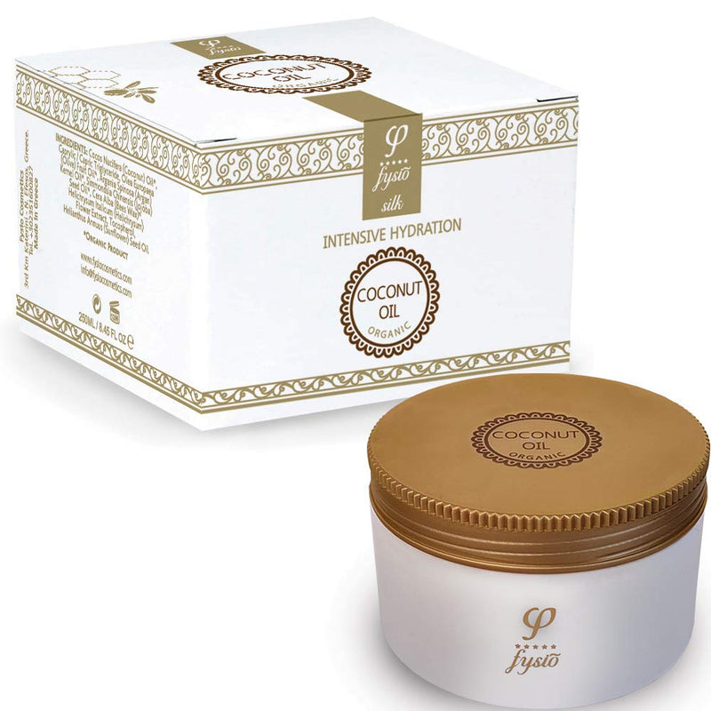 [Australia] - Fysio Organic Extra Virgin Coconut Oil for Skin Enriched with Beeswax, Olive Oil, Argan & Jojoba | Ideal as Natural Body Butter Moisturiser, Hydrating Hair Mask, Leave in Conditioner | 250ml 