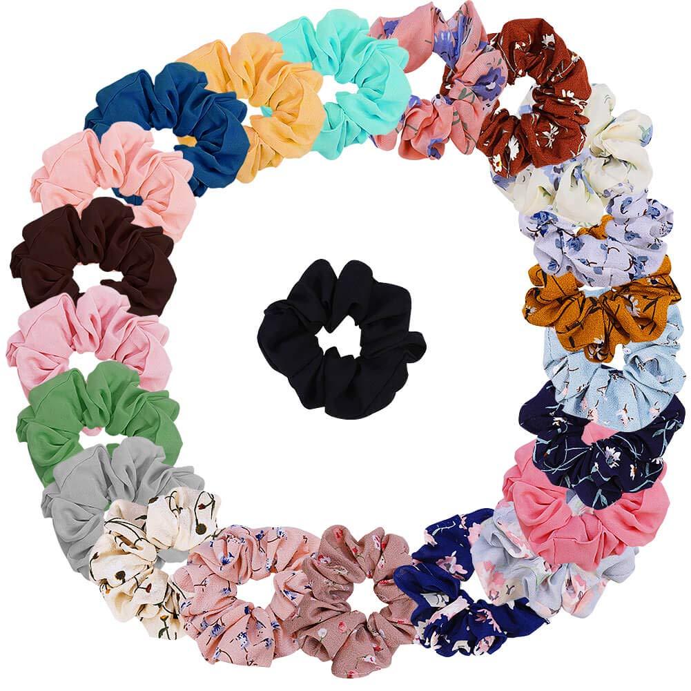 [Australia] - Anezus 22 Colors Chiffon Flower Hair Scrunchies Hair Bow Hair Bands Headband Ponytail Holder for Women Girls Hair Accessories 