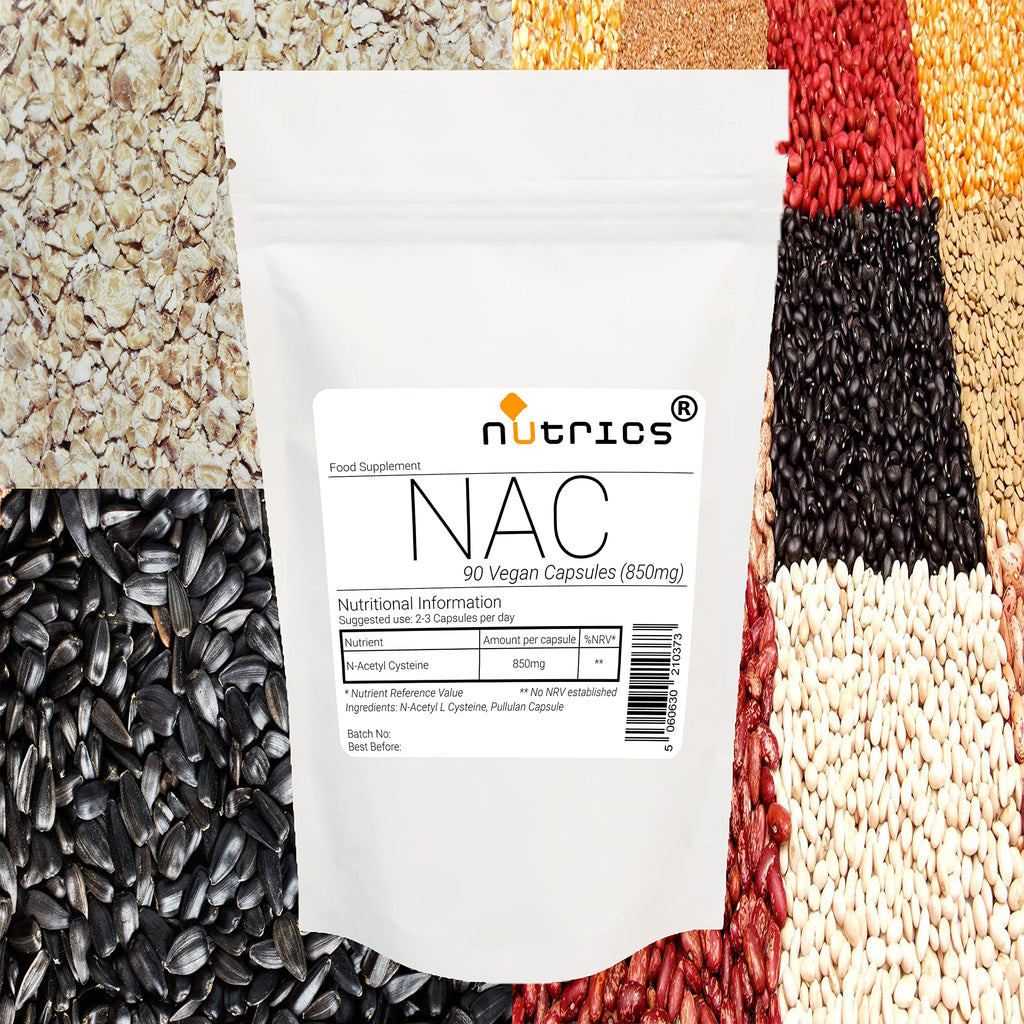 [Australia] - Nutrics® NAC N Acetyl Cysteine 850mg 90 Capsules (1 Month Supply) Suitable for Vegan Vegetarian Halal Kosher 