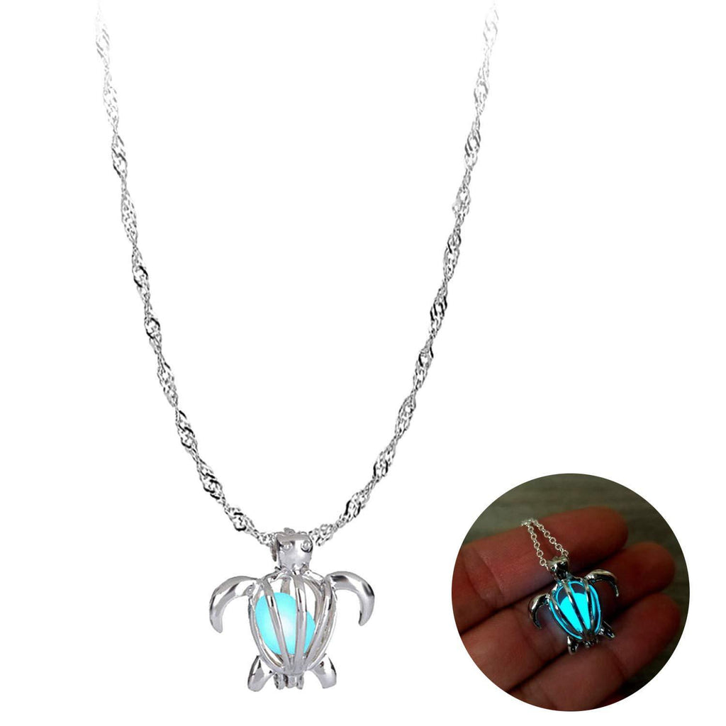 [Australia] - ANMUXI Glow In The Dark Turtle Necklace for Women Can Open Turtle Pendant for mom multicolour 