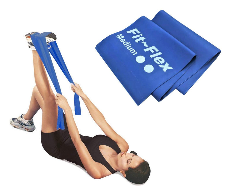 [Australia] - Fit-Flex Resistance Exercise Band - 2m Length - 3 Flex Options – Pilates, Yoga, Rehab, Stretching, Strength Training Blue 