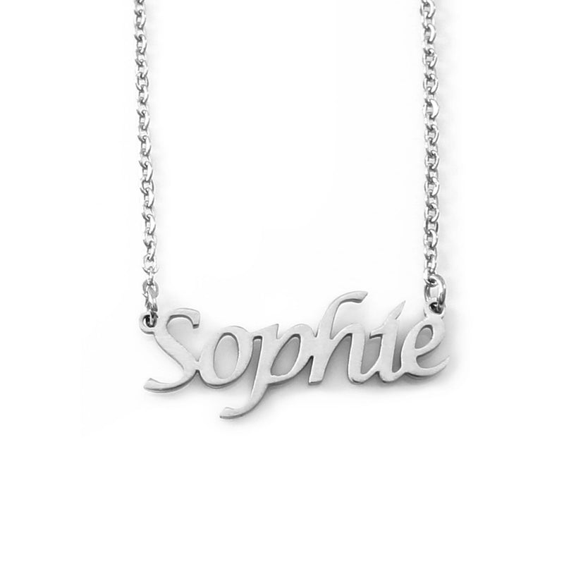 [Australia] - Kigu Sophie Personalised Name Necklace - Silver Tone Necklace - Adjustable Chain 16" - 19" - Incl Gift Packaging 