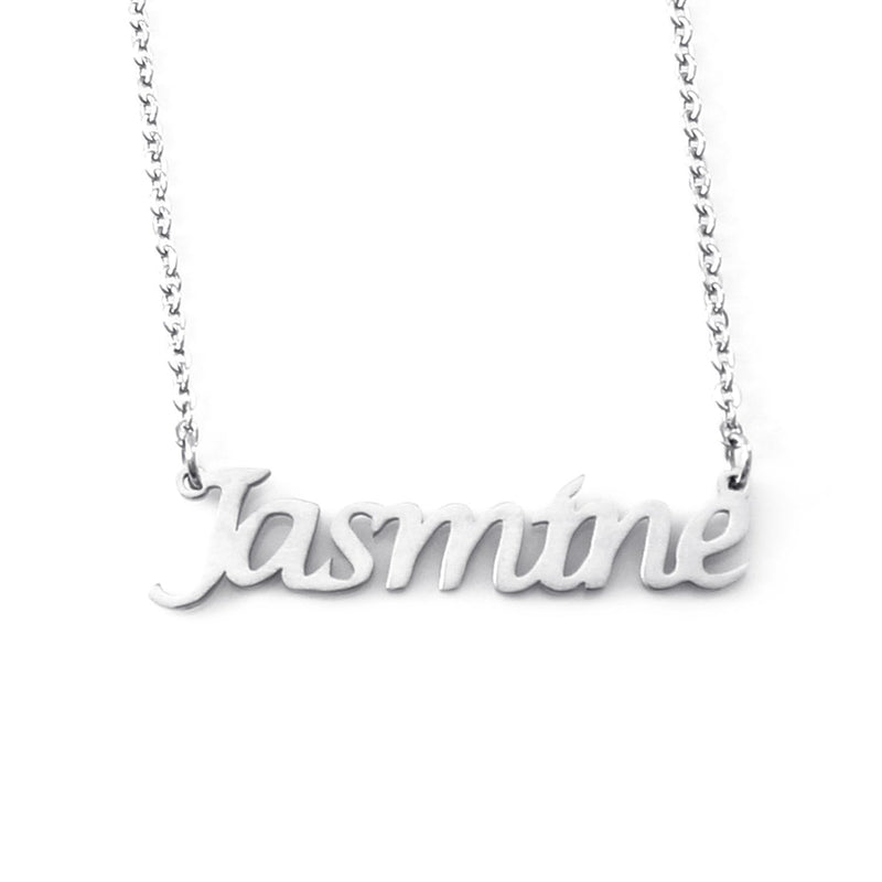 [Australia] - Kigu Name Necklace Jasmine - Silver Tone Necklace - Personalised Jewellery for Women,customised Name Pendant, Personalised Name Chain Jasmine. 