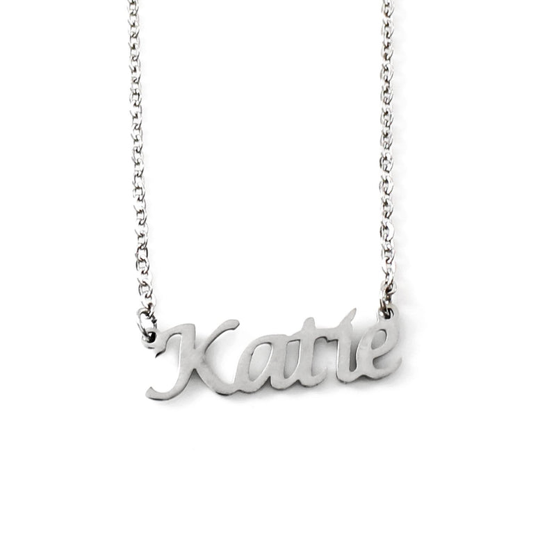 [Australia] - Katie Personalised Name - Silver Tone Necklace - Adjustable Chain 16" - 19" - Incl Gift Packaging 