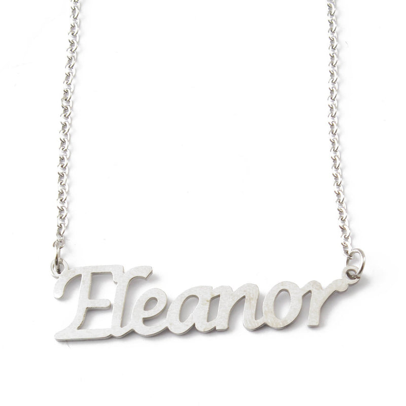 [Australia] - Kigu Eleanor Personalised Name Necklace - Silver Tone Necklace - Adjustable Chain 16" - 19" - Incl Box & Bag 