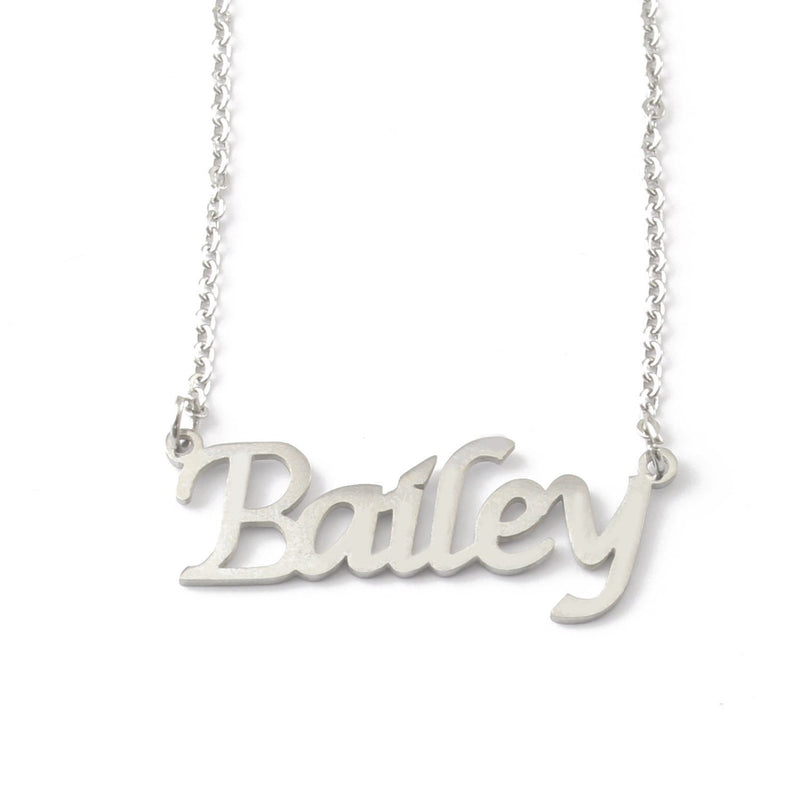 [Australia] - Kigu Bailey Personalised Name - Silver Tone Necklace - Adjustable Chain 16" - 19" - Incl Gift Packaging 