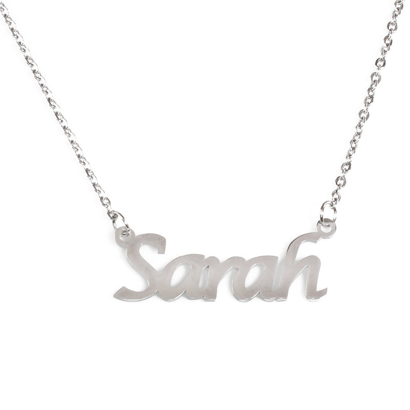 [Australia] - Kigu Sarah Personalised Name Necklace - Silver Tone Necklace - Adjustable Chain 16" - 19" - Incl Gift Packaging 