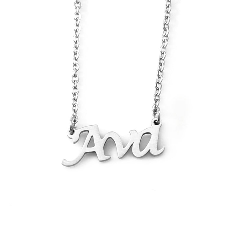 [Australia] - Kigu AVA Personalised Name - Silver Tone Necklace - Adjustable Chain 16" - 19" - Incl Gift Packaging 
