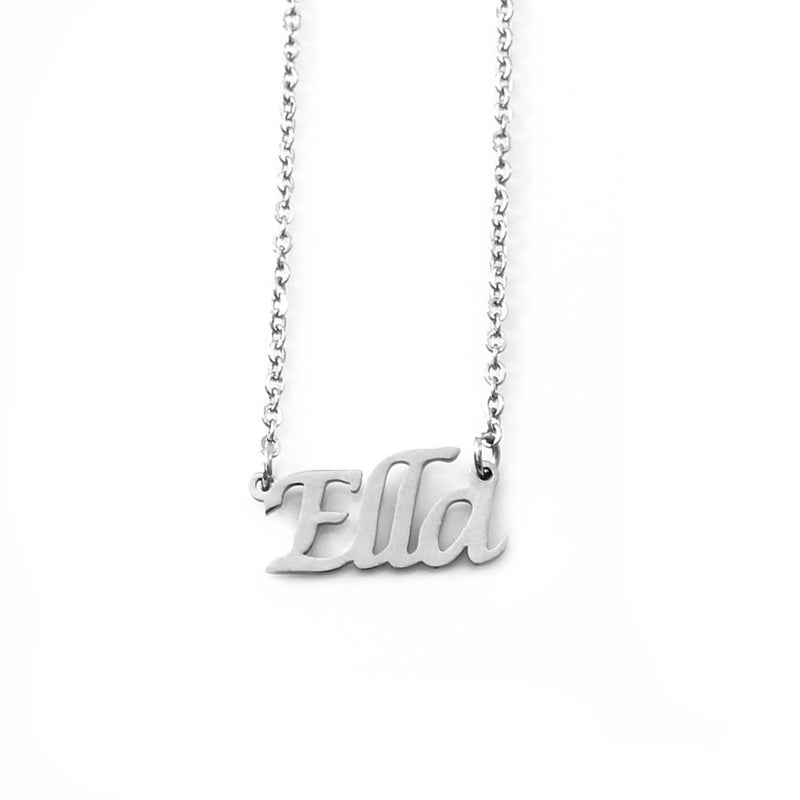 [Australia] - Kigu Ella Personalised Name - Silver Tone Necklace - Adjustable Chain 16" - 19" - Incl Gift Packaging 