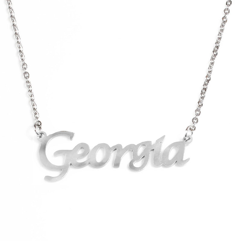 [Australia] - Kigu Georgia Personalized Name - Silver Tone Necklace - Adjustable Chain 16" - 19" Packaging 