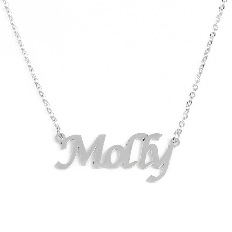 [Australia] - Kigu Molly Personalised Name Necklace - Silver Tone Necklace - Custom Jewellery - Adjustable Chain 16" - 19" - Incl Gift Packaging 